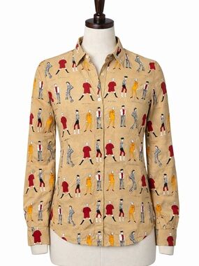 Piano 100% Silk Novelty Print Button Down – Size Women’s Small